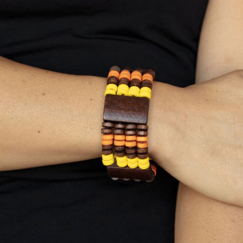 Multicolored Wooden Stretchy Bracelet - Fashion Accessories